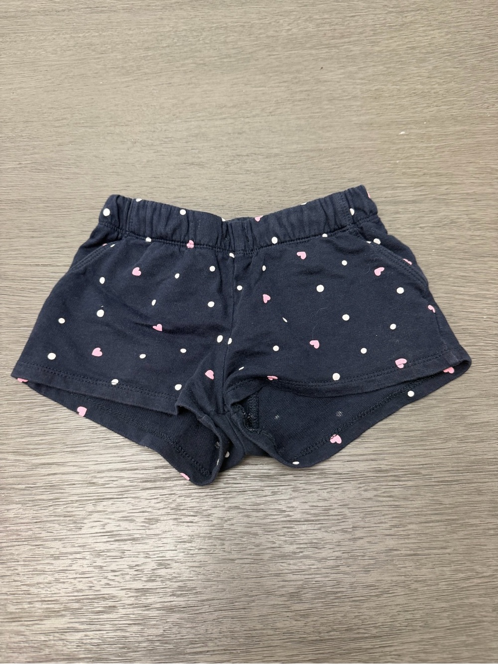 H&M Navy Shorts with Pink Hearts and White Dots